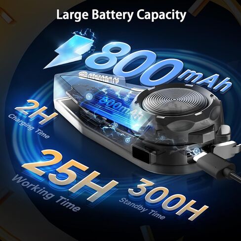 Motorcycle Helmet Headset, Moman RS-H4P Motorbike Headphone BT5.1 with Hi-Fi Speakers Dual Noise Reduction【New Upgrade】in RGB/FM/Glove-Friendly Button/Hands-Free Call/AI Voice Earphone for Solo Riding in Kuwait