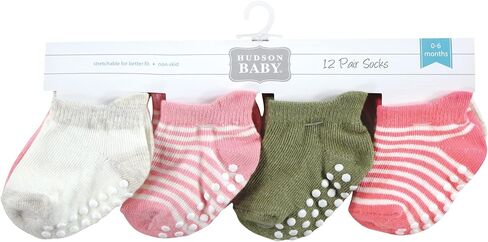Hudson Baby Baby Infant Girl Non-Skid No-Show Socks, Mauve Neutral, 12-24 Months, Pink in Saudi Arabia