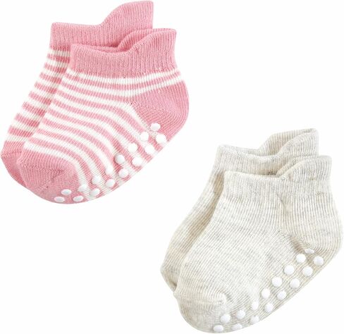 Hudson Baby Baby Infant Girl Non-Skid No-Show Socks, Mauve Neutral, 12-24 Months, Pink in Saudi Arabia