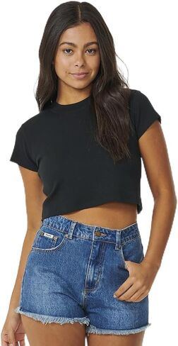 Rip Curl Women's Classic Ribbed Cropped Tee Shirt in Kuwait