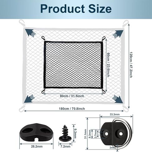 Elastic Cargo Net for SUV, Car Trunk Net Organizer with ABS Hook Storage Mesh Cargo Nets 27.5 x 19.6 inch for Truck Bed Tailgate Netting Accessories in Kuwait