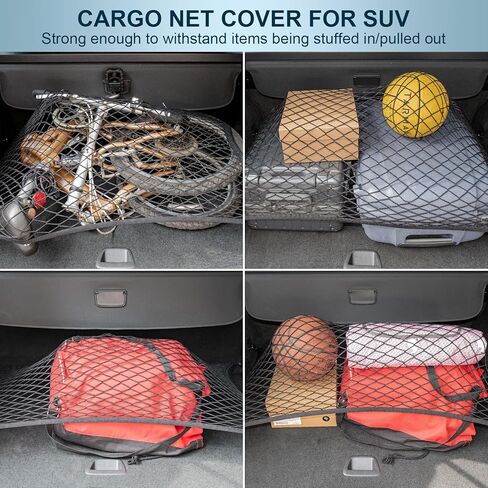 Elastic Cargo Net for SUV, Car Trunk Net Organizer with ABS Hook Storage Mesh Cargo Nets 27.5 x 19.6 inch for Truck Bed Tailgate Netting Accessories in Kuwait