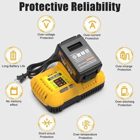 2 عبوات 6.0ah بطارية ليثيوم أيون واستبدال الشاحن لبطارية DeWalt 20V Max و Combo الشار in Kuwait