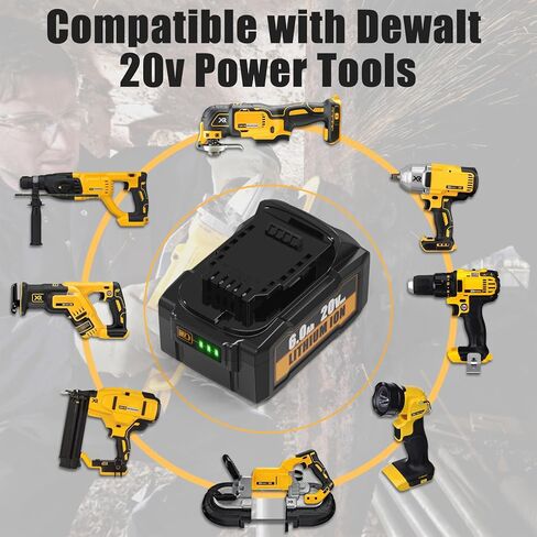 2 عبوات 6.0ah بطارية ليثيوم أيون واستبدال الشاحن لبطارية DeWalt 20V Max و Combo الشار in Kuwait