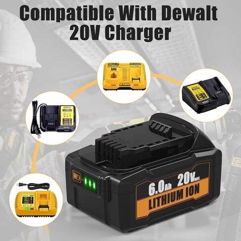 2 عبوات 6.0ah بطارية ليثيوم أيون واستبدال الشاحن لبطارية DeWalt 20V Max و Combo الشار in Kuwait