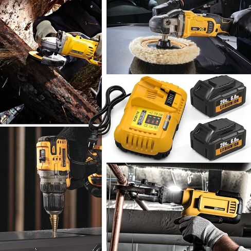 2 عبوات 6.0ah بطارية ليثيوم أيون واستبدال الشاحن لبطارية DeWalt 20V Max و Combo الشار in Kuwait