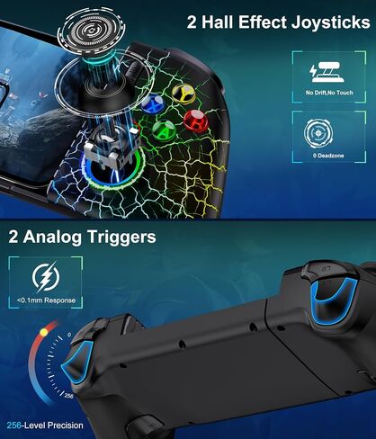 Mocagen Mobile Gaming Controller, MC2 Phone Controller for iPhone/Android Handheld Gaming with Programmable/Hall Effect Joysticks & Analog Triggers/Adjustable Light/Turbo in Saudi Arabia