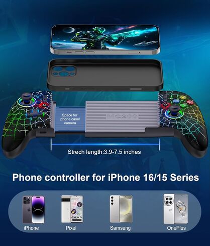 Mocagen Mobile Gaming Controller, MC2 Phone Controller for iPhone/Android Handheld Gaming with Programmable/Hall Effect Joysticks & Analog Triggers/Adjustable Light/Turbo in Saudi Arabia