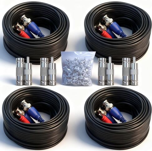 1PCS 100ft/30m Integrated BNC Video Power Cable Extension. Ideal for Security Cameras, CCTV, Surveillance, and DVR System installations Free 2×BNC connectors in Kuwait
