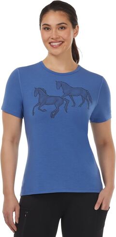 Kerrits Women's On The Double Horse Tee – Ultra-Wicking, Soft, Breathable Casual Top with Horse Print Design in Saudi Arabia