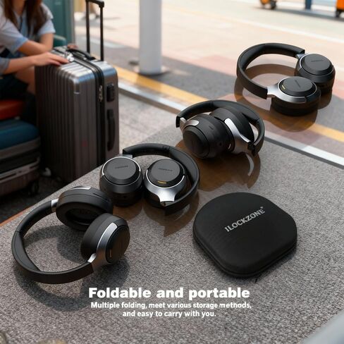 LC30Pro Hybrid Active Noise Cancelling Headphones Over Ear, 100H Playtime Wireless Bluetooth Headphones with Mic, HiFi Audio, 3 EQ Modes, Low Latency, Foldable for Gaming/Travel/Office in Kuwait