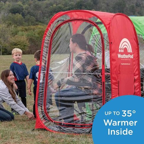 WeatherPod® The Original Shark Tank MyPod ™ 1-2 PORPON POD - ابق دافئًا وجافًا وخارجًا من الشمس - جراب الطقس للرياضة أو المطر أو الرياح (أحمر ، 46 "L x 46" W × 59 "H) in Kuwait