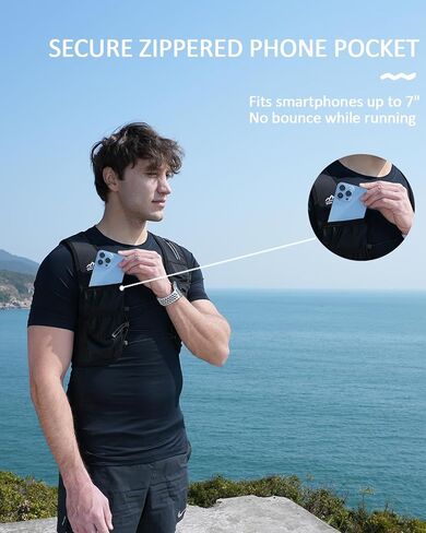 Running Vest for Women Men, USA Original Patent, Adjustable Chest Straps Running Hydration Vest with 500ml Soft Flask, Lightweight Reflective Hydration Backpack for Hiking Marathon in Kuwait