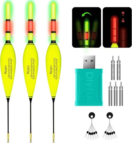 QualyQualy Lighted Slip Bobbers Fishing Floats Spring Bobber 4pcs Glow in The Dark Spring Bobber for Crappie Walleyes Fishing (Yellow & Black, 2in) in Saudi Arabia