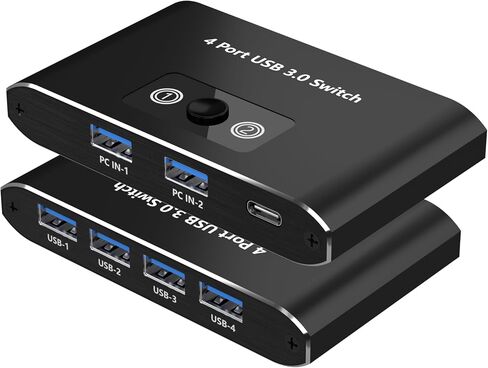 USB 3.0 Switch 2 in 2 Out, USB Switcher for 2 Computers, Share Keyboard, Mouse, Printer, Scanner, KVM Switch Selector, Compatible with Windows, Mac, Linux, Includes 2 USB-A 3.0 Cables in Saudi Arabia