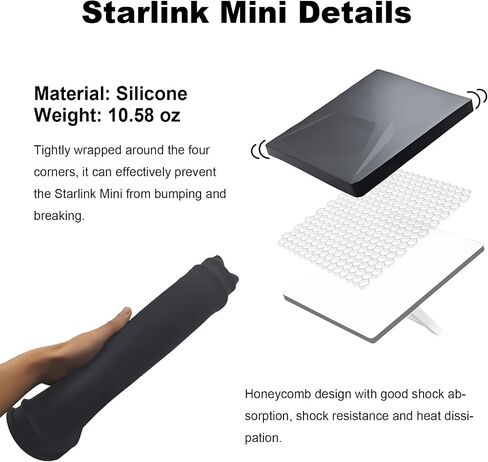 Starlink Mini Protective Cover, Military-Grade Silicone Case for Starlink Mini Dish, Shockproof, Anti-Bump, UV-Resistant & Lightning-Proof Full Cover Shell, Fits 12.2 x 10.63 Inches, Black in Saudi Arabia