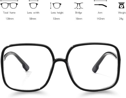 BIGGY Oversized Square Blue Light Blocking Glasses - Ultralight Anti Eyestrain | Reduce Eye Strain Nerd Glasses, Reading book/TV/Computer/Gaming Frames for Women Men, Anti UV (rectangle pink) in Kuwait
