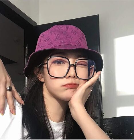 BIGGY Oversized Square Blue Light Blocking Glasses - Ultralight Anti Eyestrain | Reduce Eye Strain Nerd Glasses, Reading book/TV/Computer/Gaming Frames for Women Men, Anti UV (rectangle pink) in Kuwait