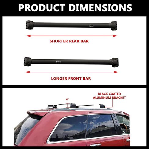 Roof Rack Crossbars Roof Rail Cross Bars Fit 2006 2007 2008 2009 2010 Compass Rooftop Side Rails Cargo Bag Luggage Carrier - 165lbs Load - Aluminum Black in Saudi Arabia