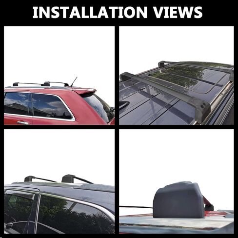 Roof Rack Crossbars Roof Rail Cross Bars Fit 2006 2007 2008 2009 2010 Compass Rooftop Side Rails Cargo Bag Luggage Carrier - 165lbs Load - Aluminum Black in Saudi Arabia