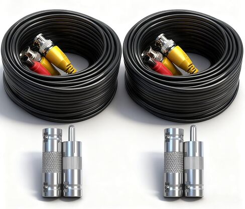 4pcs 100ft/30m متكامل BNC Cable Cable Cable. للكاميرات الأمنية ، CCTV ، مراقبة و DVR تثبيت. موصلات 8 × BNC مجانية + 100 مقاطع سلك in Kuwait