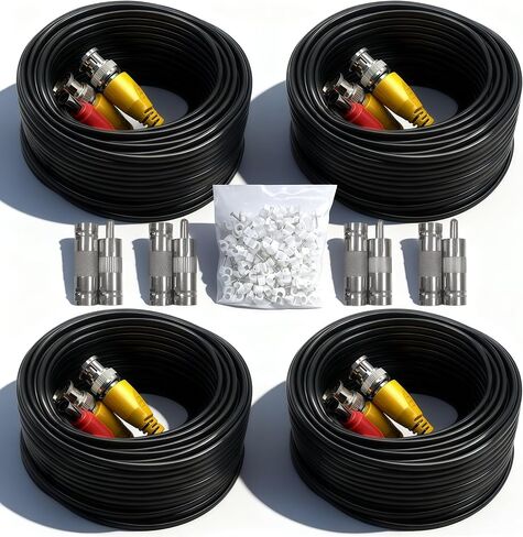 4PCS 100ft/30m Integrated BNC Video Power Cable ext. for Security Cameras, CCTV, Surveillance & DVR installs in Kuwait