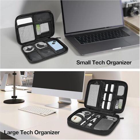 MATEIN Cord Organizer Travel Case 2 Pack, Water Resistant Tech Pack Organizer for Electronic Accessories, Portable Electronics Case Carrying Bag for Cable, Changer, Earphone & Power Bank, Black & Grey in Kuwait