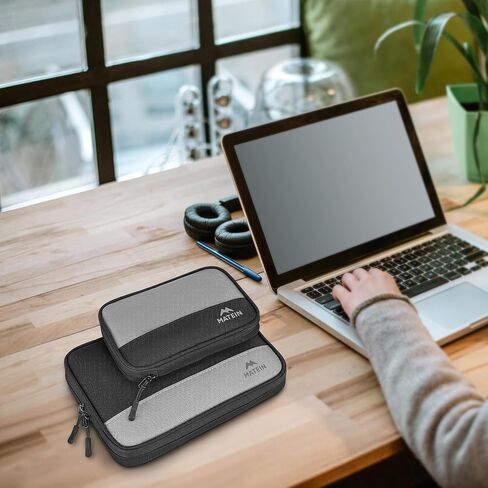 MATEIN Cord Organizer Travel Case 2 Pack, Water Resistant Tech Pack Organizer for Electronic Accessories, Portable Electronics Case Carrying Bag for Cable, Changer, Earphone & Power Bank, Black & Grey in Kuwait