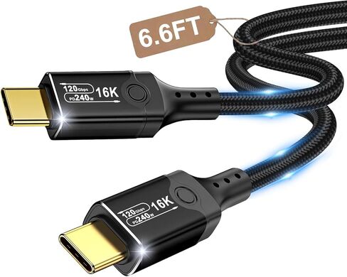 Herfair Short Thunderbolt 4 (0.6 قدم) USB-C إلى كابل USB-C مع بيانات 40 جيجابت في الثانية/8K HD/شحن 240W متوافق مع iPhone 16/15 ، MacBook Pro/Air ، Hub ، محطة الإرساء والمزيد in Kuwait