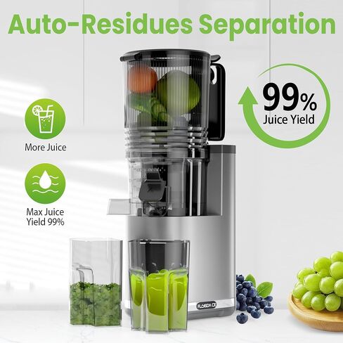 Cold Press Juicer, Masticating Slow Juicers, 6.5" Extra Large Feed Chute Juicers Machines, 350W Juicer Machines with High Juice Yield for Whole Vegetables & Fruits, BPA Free, Black, Easy to Clean in Saudi Arabia