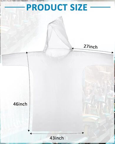 60 Pack Disposable Rain Ponchos for Adults Emergency Waterproof Raincoat with Hood Disposable Ponchos Rain Gear for Outdoors in Saudi Arabia