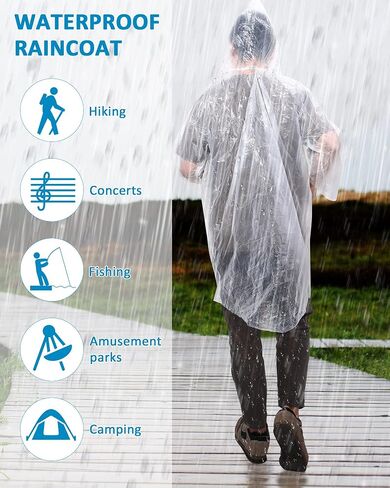 60 Pack Disposable Rain Ponchos for Adults Emergency Waterproof Raincoat with Hood Disposable Ponchos Rain Gear for Outdoors in Saudi Arabia