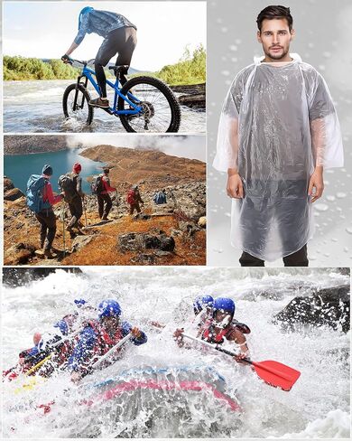 60 Pack Disposable Rain Ponchos for Adults Emergency Waterproof Raincoat with Hood Disposable Ponchos Rain Gear for Outdoors in Saudi Arabia