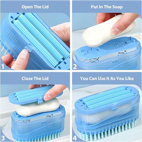 صندوق صابون، موزع صابون محمول ABS مع أسطوانة للرغوة بدون استخدام اليدين، موزع صابون مثالي وحاوية صابون الغسيل، مناسب للاستخدام في المنزل وفي السفر (أزرق) in Kuwait