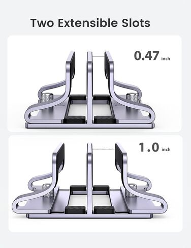 UGREEN 3-Slot Vertical Laptop Stand, Adjustable & Sturdy & Space-Saving Design, Compatible with MacBook Pro, MacBook Air, and More, Fits Multiple Sizes, Space Gray in Kuwait