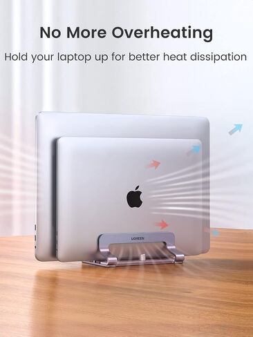 UGREEN 3-Slot Vertical Laptop Stand, Adjustable & Sturdy & Space-Saving Design, Compatible with MacBook Pro, MacBook Air, and More, Fits Multiple Sizes, Space Gray in Kuwait