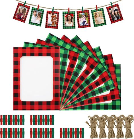 50 Pack Paper Picture Frame, White Cardboard Frames,Paper Frames 4x6, Photo Holder with Wooden Clips and String for Wall Decor and Party Supplies in Kuwait