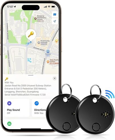 Air Tags-2 Pack, Bluetooth Keys Finder Luggage Tracker Works with Apple Find My APP (iOS Only), Item Locator for Luggage, Backpack, Suitcases, Replaceable Battery (Black) in Saudi Arabia