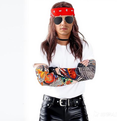 80s Punk Cosplay Party Accessories for Men Halloween Punk Accessories Rock Star Costumes for Woman Rock and Roll Costume Multi in Kuwait