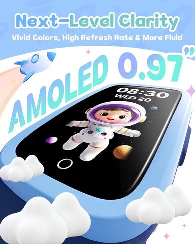 ساعة تعقب اللياقة البدنية للأطفال مع شاشة Amoled، تعقب النشاط لا حاجة للهاتف، مراقبة معدل ضربات القلب والنوم، مقاومة للماء 3ATM، عداد الخطى، ساعة منبه، ألعاب، ساعة عداد الخطوات للأولاد 5-10 in Saudi Arabia