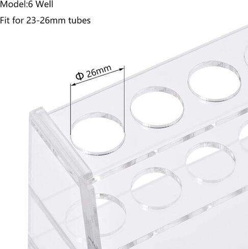 رف حامل أنبوب اختبار أكريليك 6 مآخذ لأنابيب الطرد المركزي سعة 25 مل شفافة (25 مل، 6 مآخذ) in Kuwait