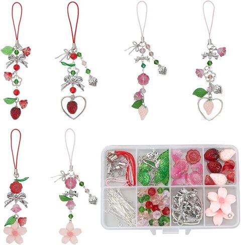 SUNNYCLUE 1 Box 6 Sets Phone Charms Kit Summer Hawaii Phone Charm Sea Ocean Animal Jellyfish Glass Beads Phone Keychain Charms Cell Phone Charms for Women Adults DIY Keychains Bag Camera Decor in Kuwait