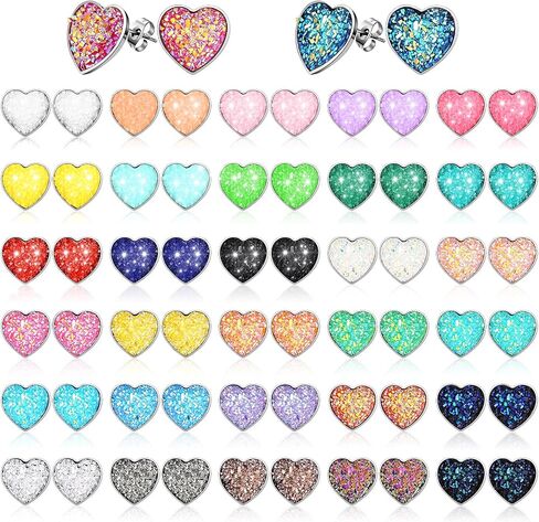 32 Pairs Faux Druzy Stud Earrings Stainless Steel Druzy Stud Earrings Glitter Pierced Earrings for Women (Round Shape) in Kuwait
