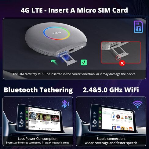 CB6 CarPlay AI Box&Android AI Box, Wireless CarPlay/Android Auto Adapter, Plug & Play CarWave Car Smart Box with AI DriveChat, GPS Track, Android 13, 2 BT, 4G LTE, 8G+128G, Silver in Kuwait