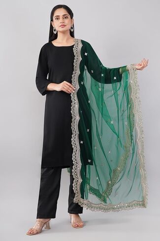 Scalloped Cutwork Net Dupatta, Lightweight and Sheer Shawl, Scarf, Wrap in Kuwait