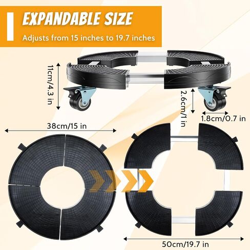 Trash Can Dolly Wheels, 15-19 Inch Adjustable Round Furniture Dolly, Heavy Duty Drum Dolly, Multi Functional Rolling Stand, Trash Can Wheels, Load Capacity 440 Ibs, Double Wheel Style in Saudi Arabia
