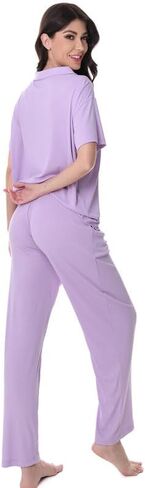 David Archy Viscose من بيجامات الخيزران للنساء Super Super Soft 2 قطعة صالة مجموعة البيجامات للنساء للنساء in Saudi Arabia
