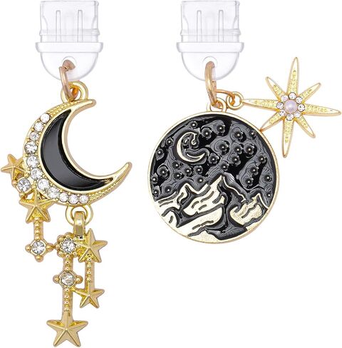 Dust Plug Charms for Kindle - 2 Pack Black Gold Wyvern Dragon Charging Port Cover, Mystical Aesthetic Pendants for Phone Type C/USB C, Gift for Witchy Bookish Students E-Reader Accessory in Kuwait