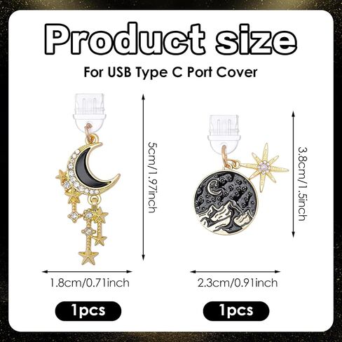 Dust Plug Charms for Kindle - 2 Pack Black Gold Wyvern Dragon Charging Port Cover, Mystical Aesthetic Pendants for Phone Type C/USB C, Gift for Witchy Bookish Students E-Reader Accessory in Kuwait