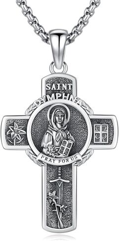 سانت غابرييل قلادة 925 الفضة الاسترليني رئيس الملائكة سانت غابرييل تميمة قلادة قلادة، تمثال القديس غابرييل القلائد مجوهرات للرجال مع 22 في سلسلة in Kuwait